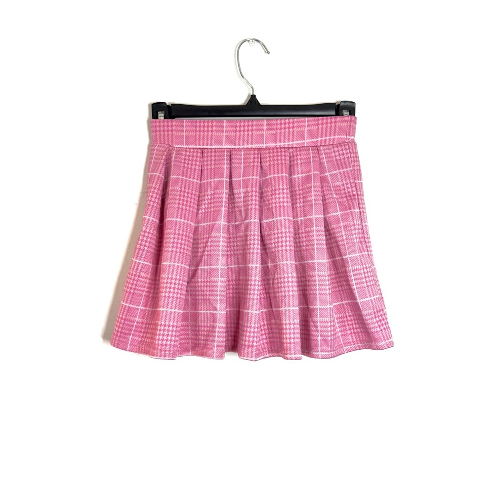 Shosho Pink Checkered Skater Skirt
